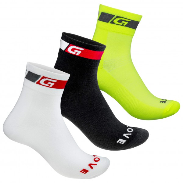 GripGrab - 3-Pack Tricolore Regular Cut - Velosocken Gr 41-44 - M weiß von GripGrab