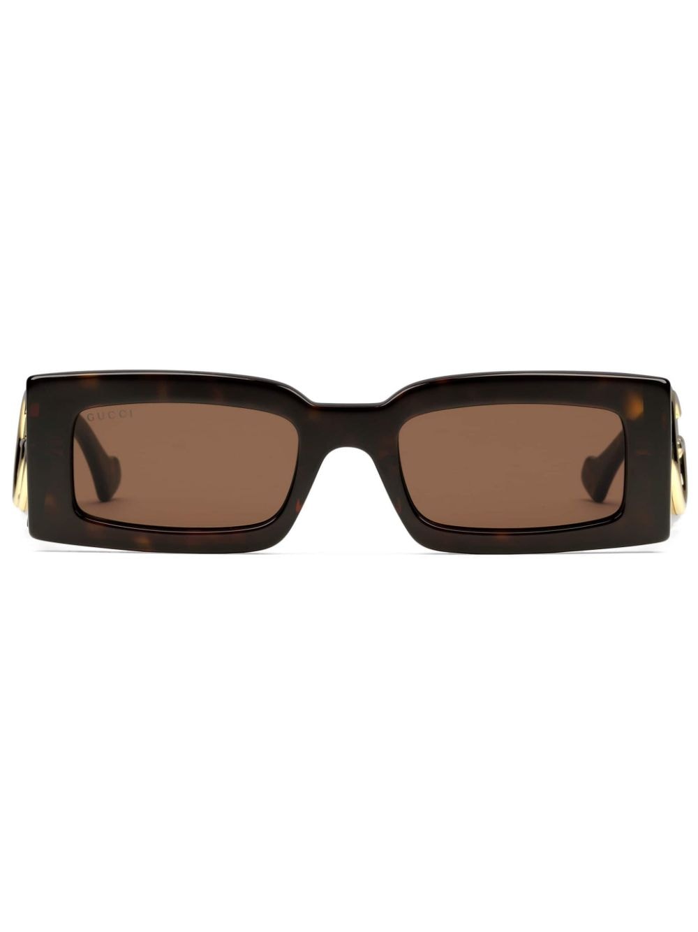 Gucci Eyewear Double G rectangle-frame sunglasses - Brown von Gucci Eyewear