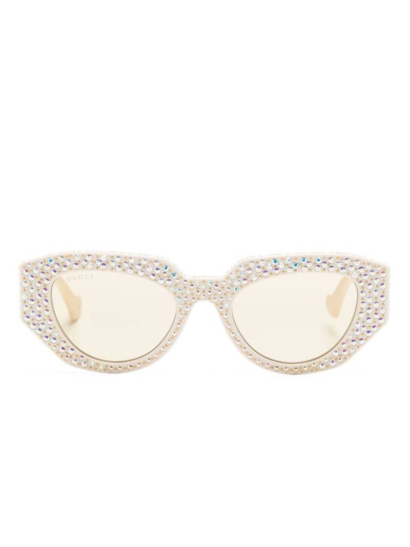 Gucci Eyewear Double G rhinestone-embellished sunglasses - Neutrals von Gucci Eyewear