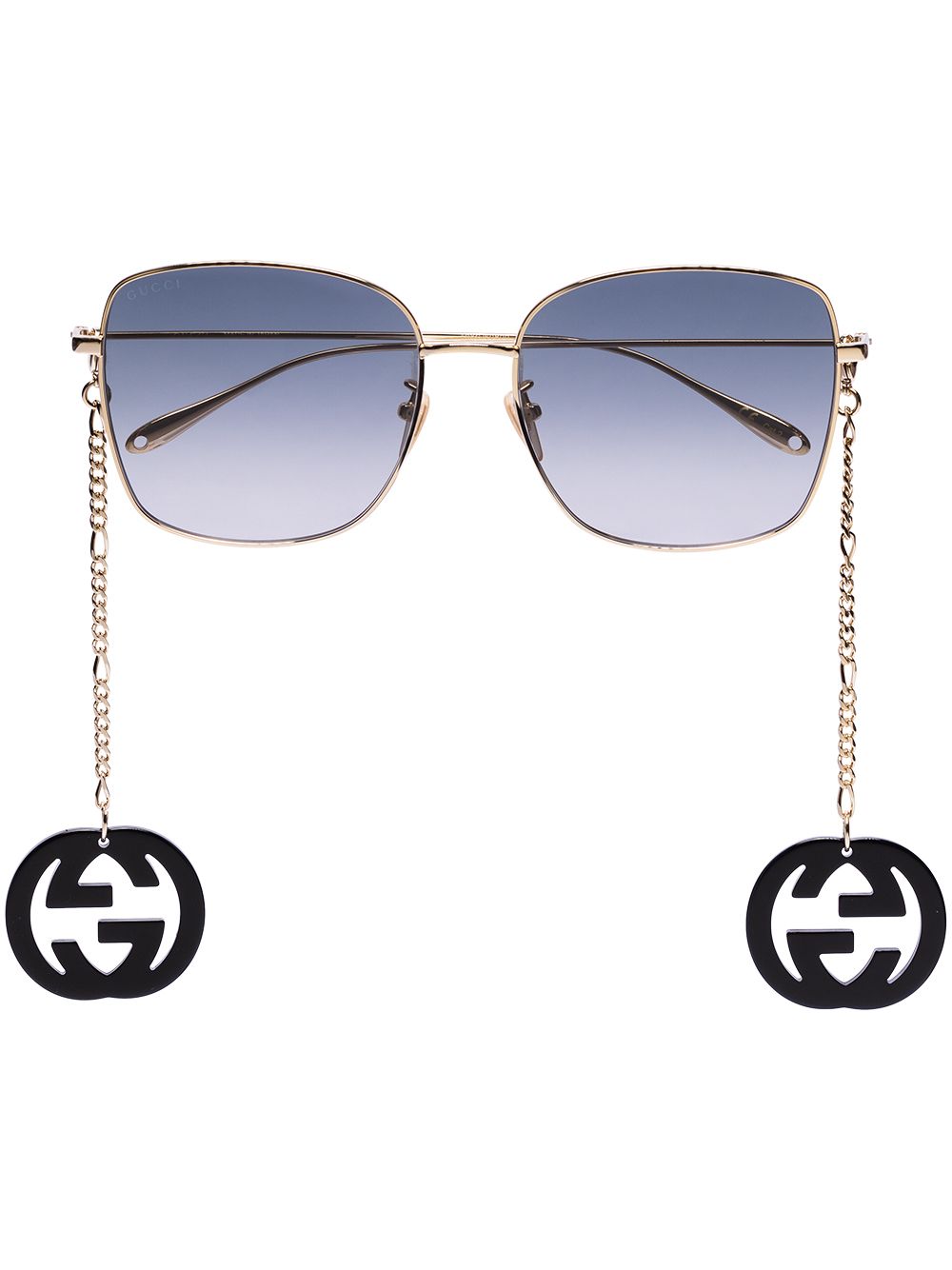 Gucci Eyewear logo-pendant square-frame sunglasses - Gold von Gucci Eyewear