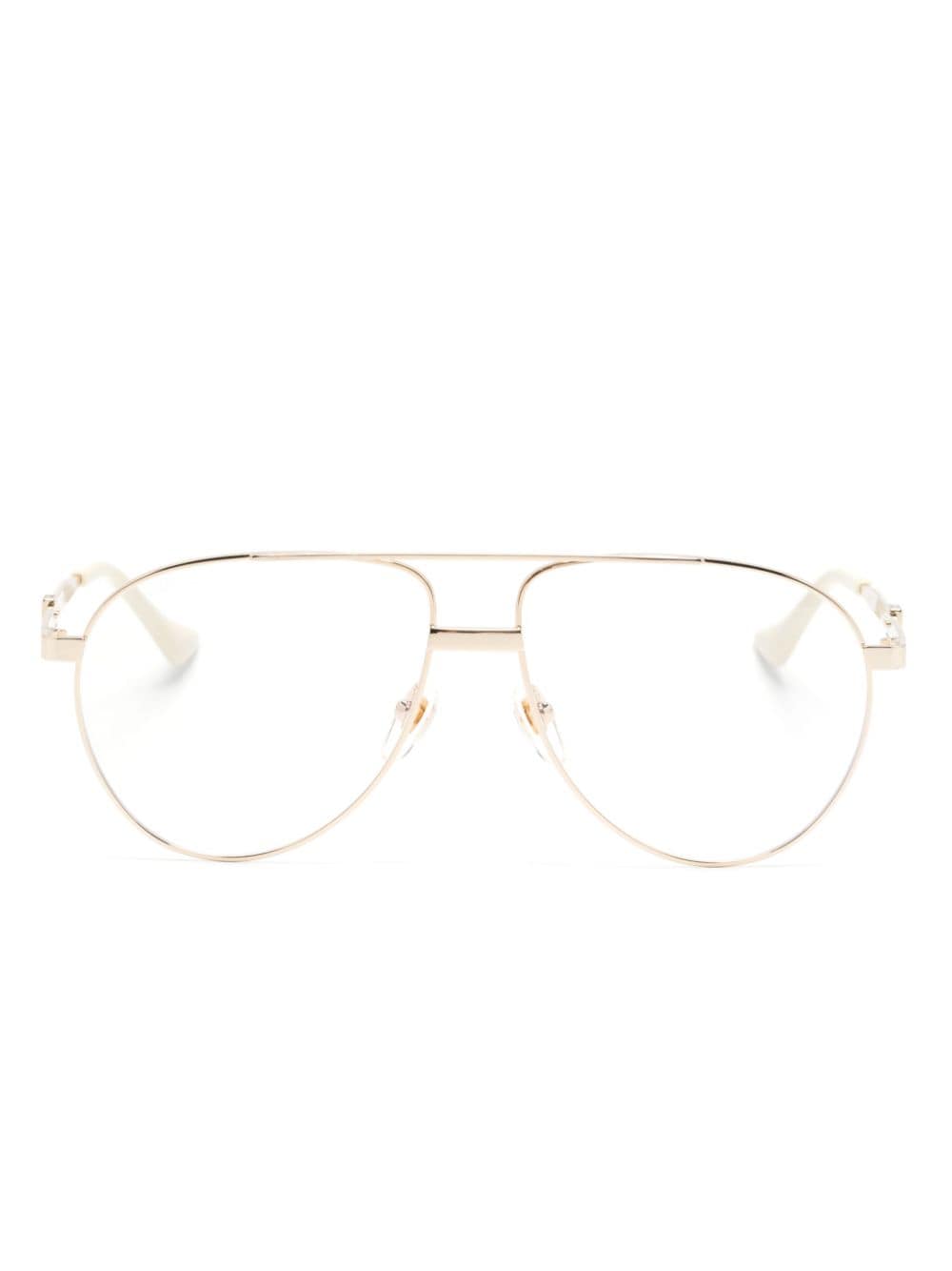 Gucci Eyewear Navigator logo-print glasses - Gold von Gucci Eyewear