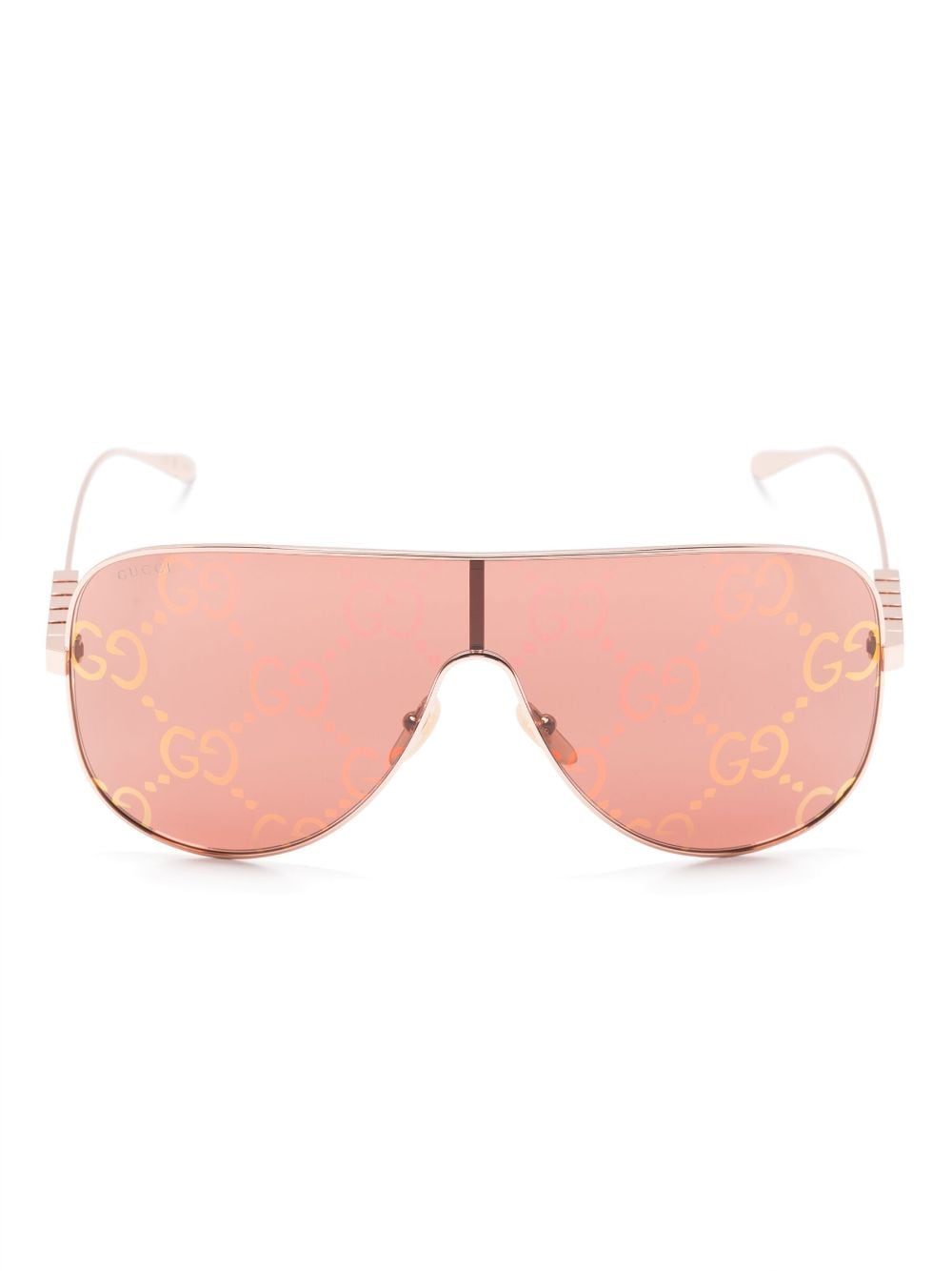 Gucci Eyewear logo-lettering mask-frame sunglasses - Pink von Gucci Eyewear