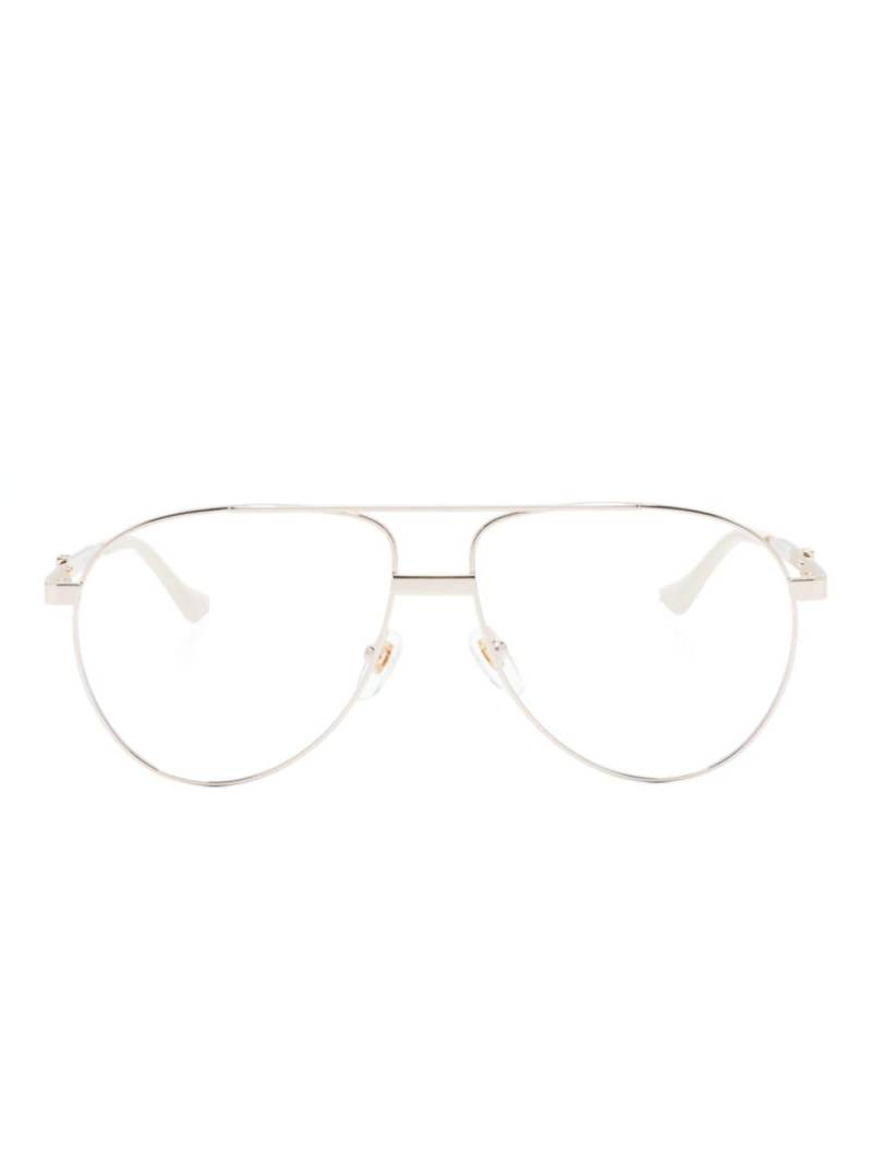Gucci Eyewear Web-detail pilot-frame glasses - Neutrals von Gucci Eyewear