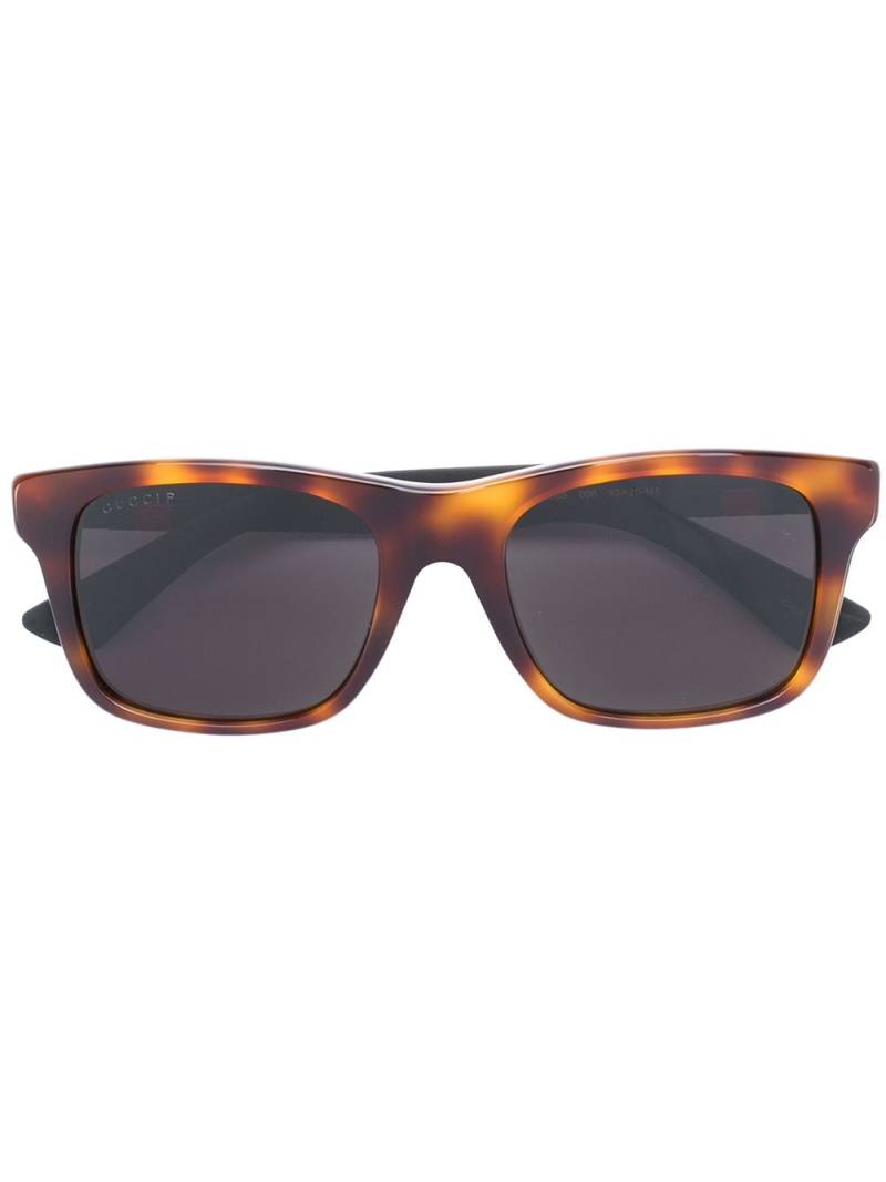 Gucci Eyewear Web trim rectangular sunglasses - Brown von Gucci Eyewear
