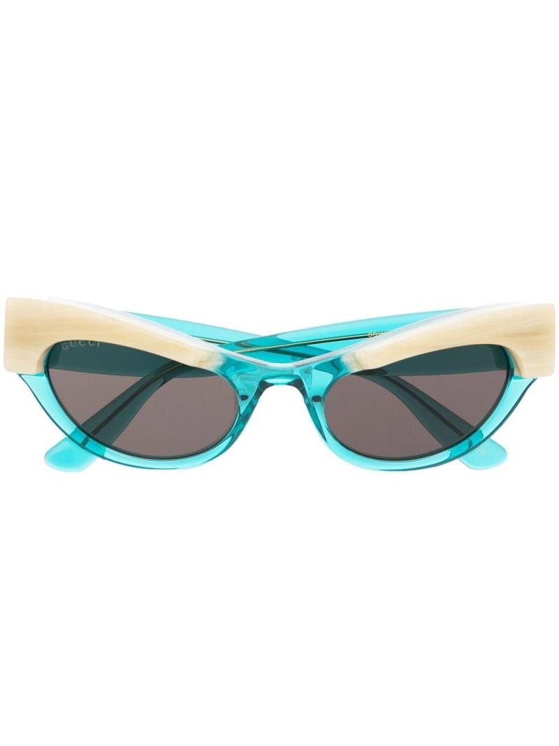Gucci Eyewear cat-eye horn-effect rim sunglasses - Blue von Gucci Eyewear