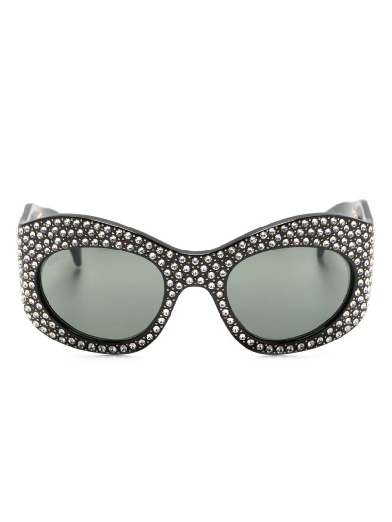 Gucci Eyewear crystal-embellished oval-frame sunglasses - Black von Gucci Eyewear