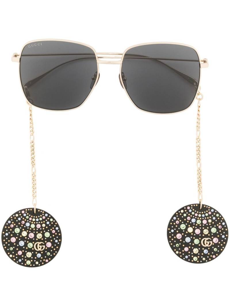 Gucci Eyewear embellished square-frame sunglasses - Gold von Gucci Eyewear