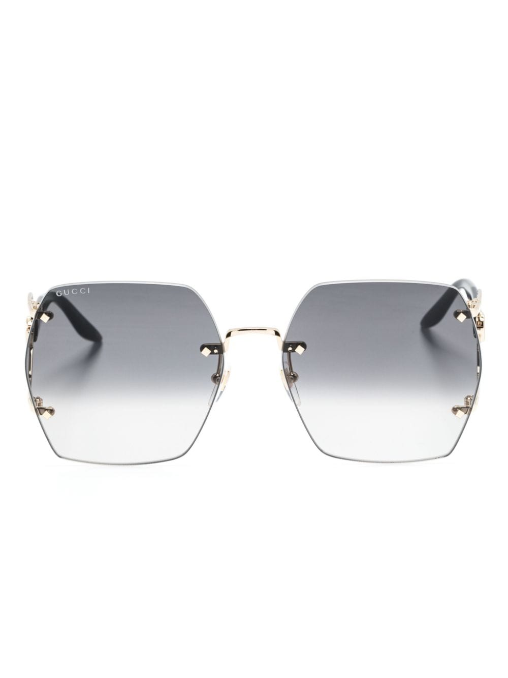 Gucci Eyewear geometric-lenses rimless sunglasses - Black von Gucci Eyewear