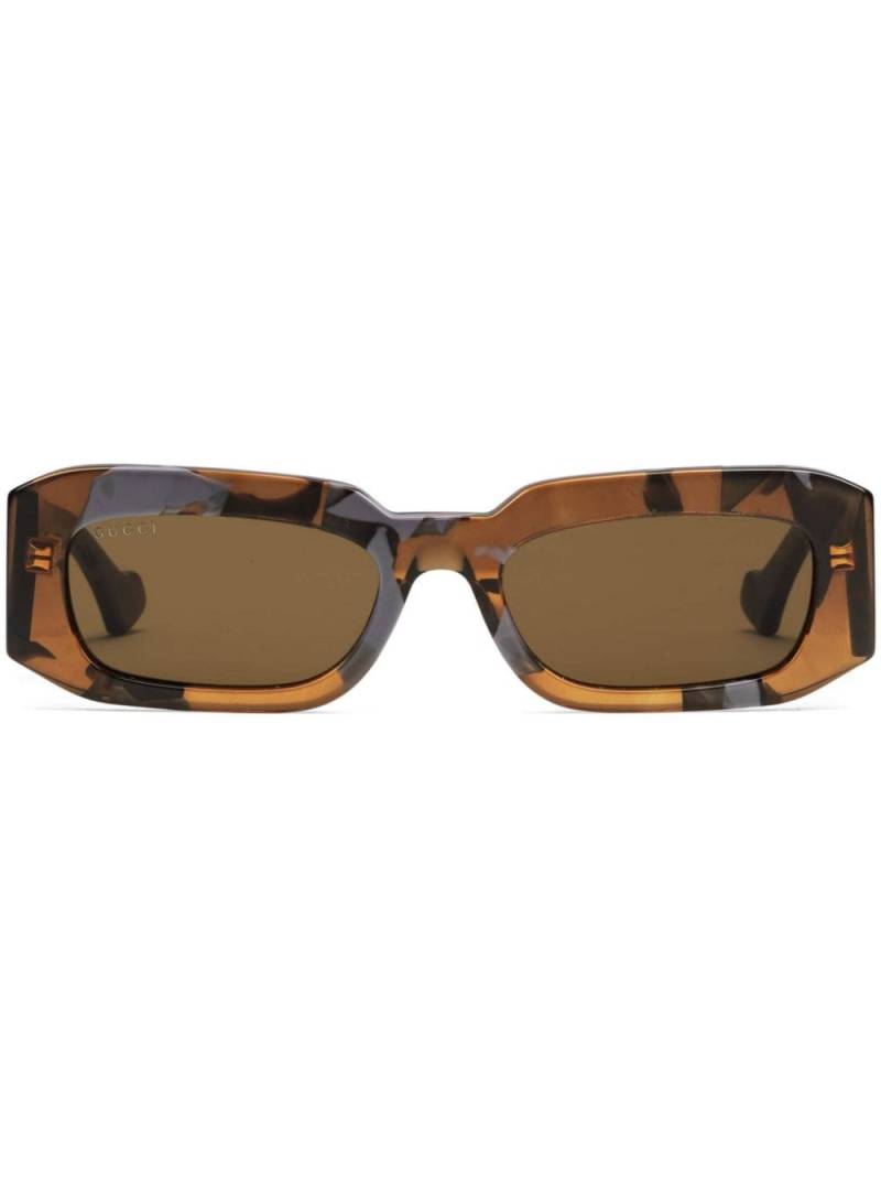 Gucci Eyewear graphic-print rectangular-frame sunglasses - Brown von Gucci Eyewear