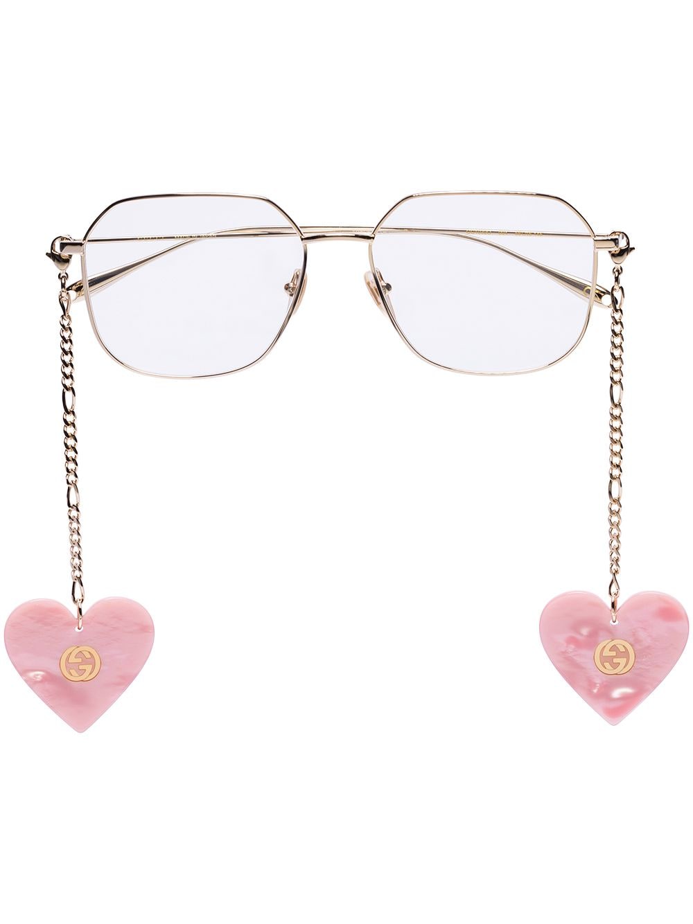 Gucci Eyewear heart-pendant square-frame glasses - Gold von Gucci Eyewear