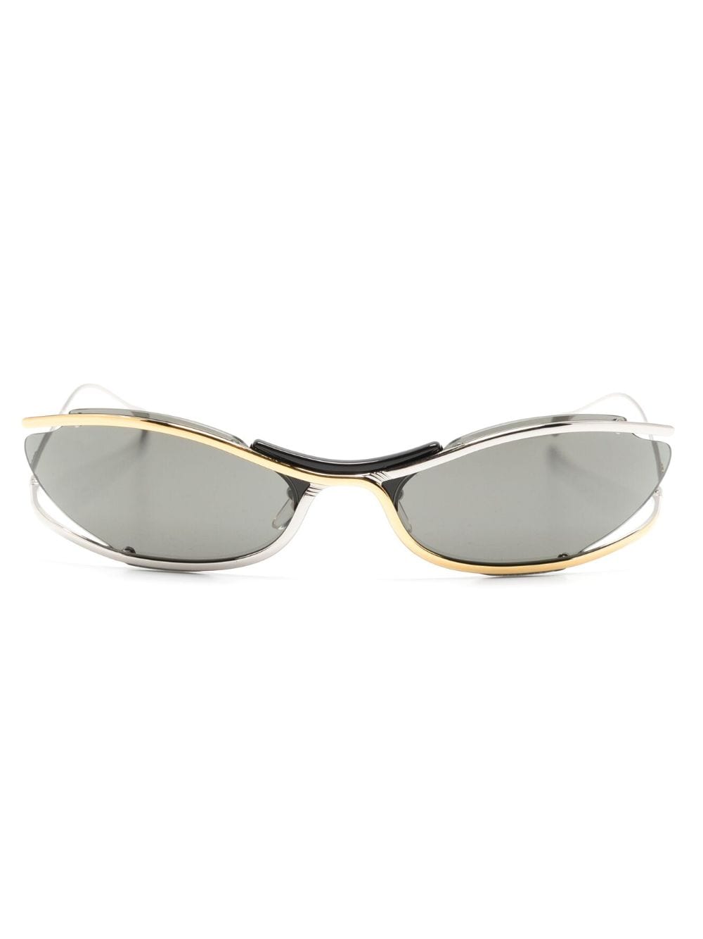 Gucci Eyewear logo-engraved oval-frame sunglasses - Silver von Gucci Eyewear