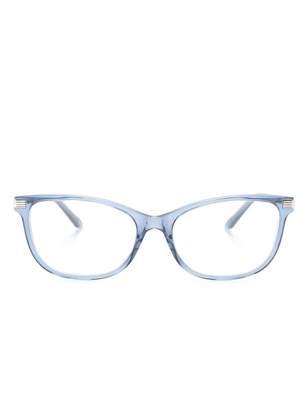 Gucci Eyewear logo-engraved rectangle-frame glasses - Blue von Gucci Eyewear