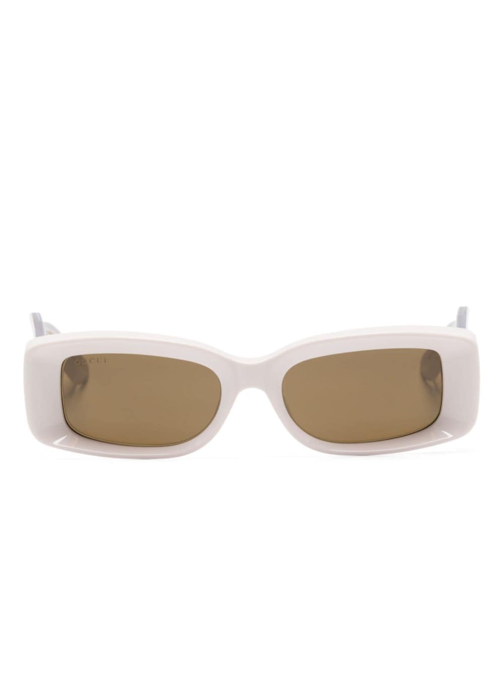 Gucci Eyewear logo-engraved rectangle-frame sunglasses - Neutrals von Gucci Eyewear