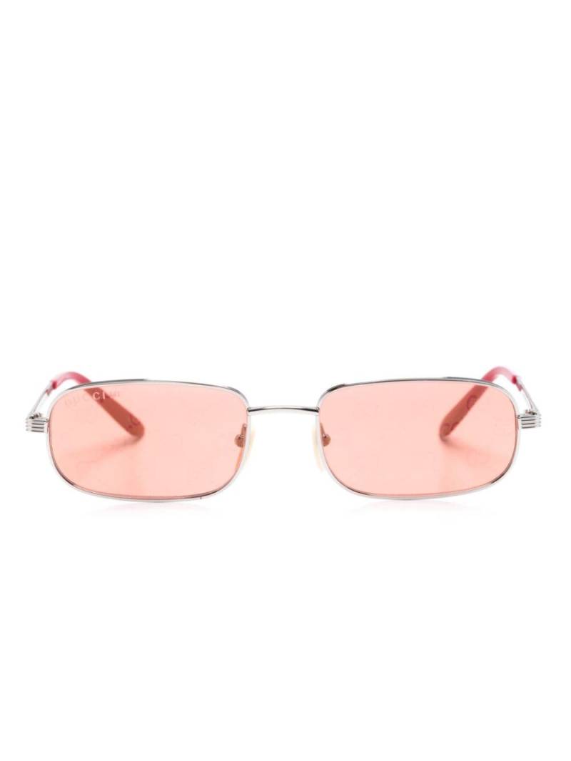 Gucci Eyewear logo-engraved rectangle sunglasses - Silver von Gucci Eyewear