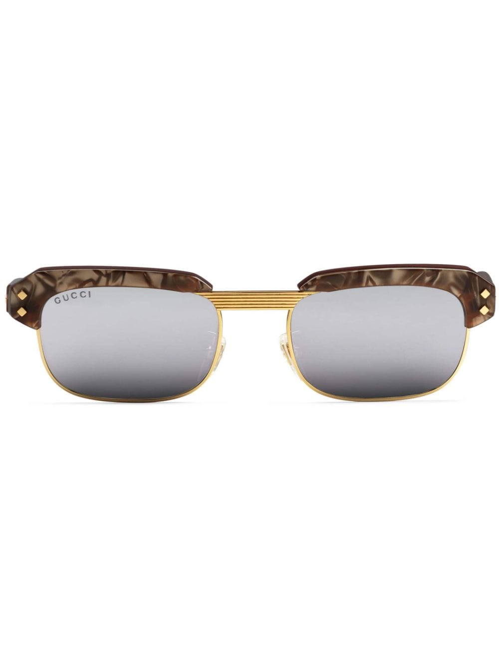 Gucci Eyewear logo-lettering rectangular-frame sunglasses - Brown von Gucci Eyewear