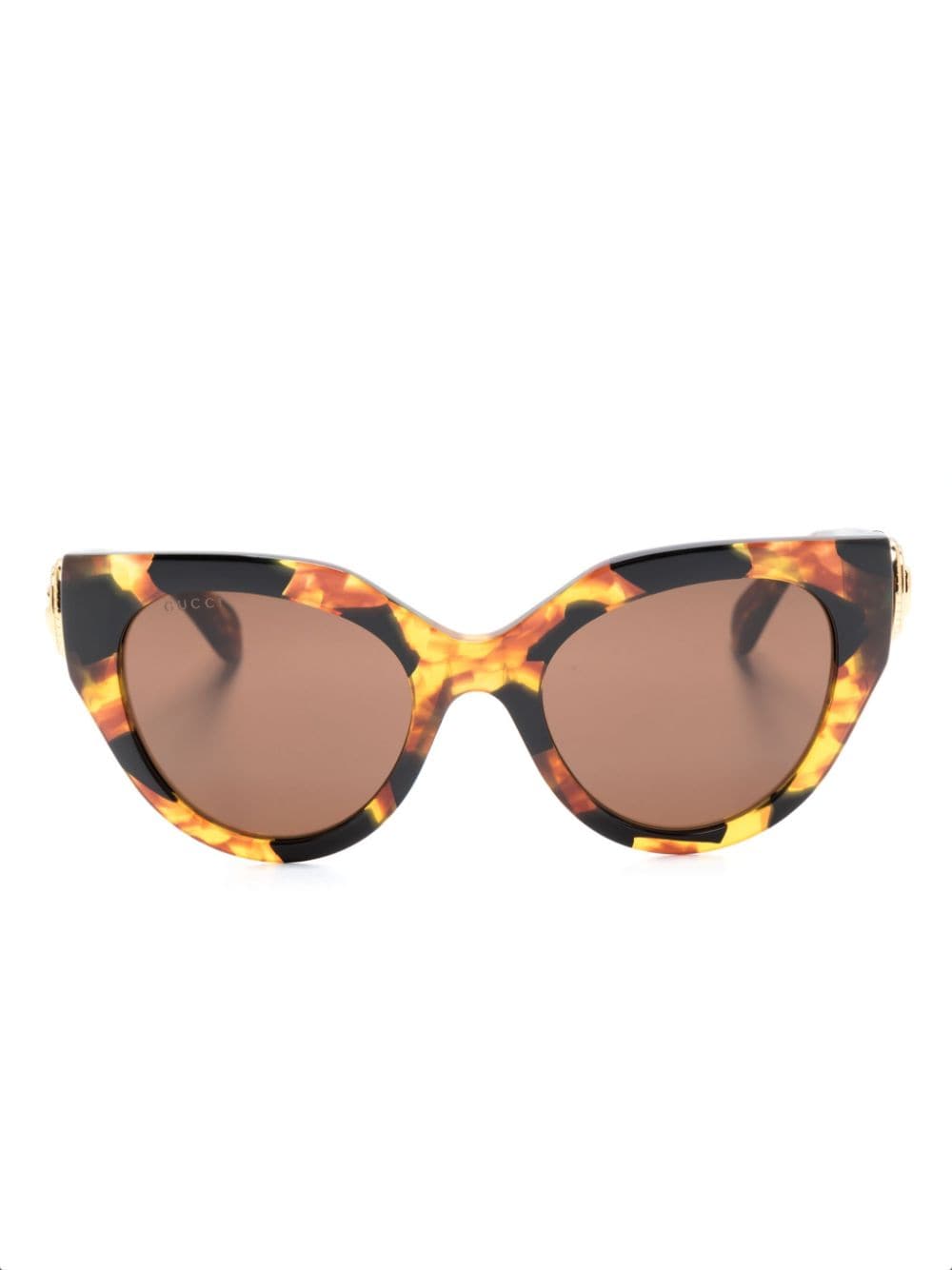 Gucci Eyewear logo-plaque cat eye-frame sunglasses - Brown von Gucci Eyewear