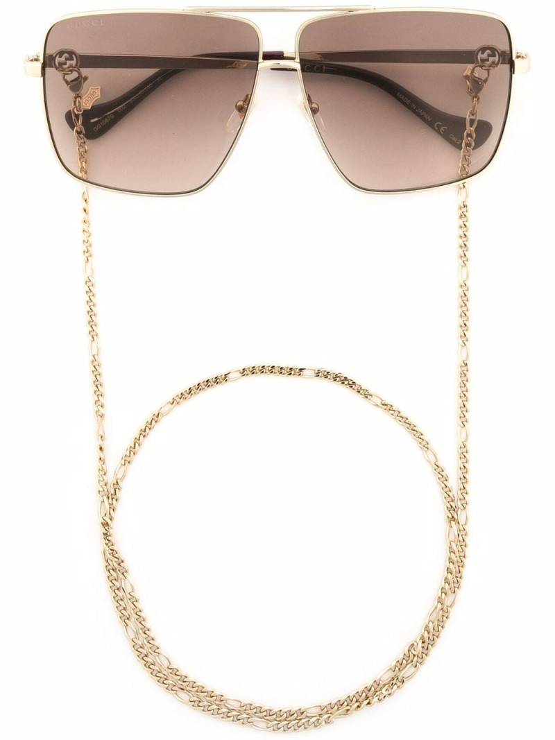 Gucci Eyewear oversized square-frame sunglasses - Gold von Gucci Eyewear