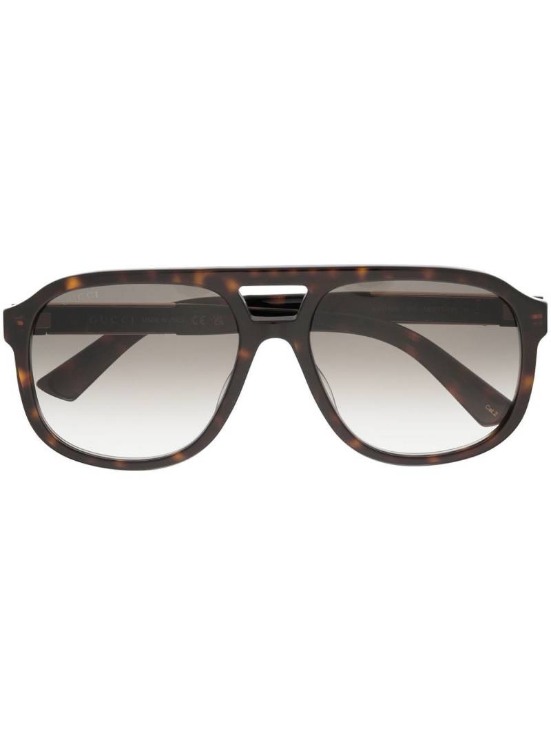 Gucci Eyewear pilot-frame logo-plaque sunglasses - Brown von Gucci Eyewear