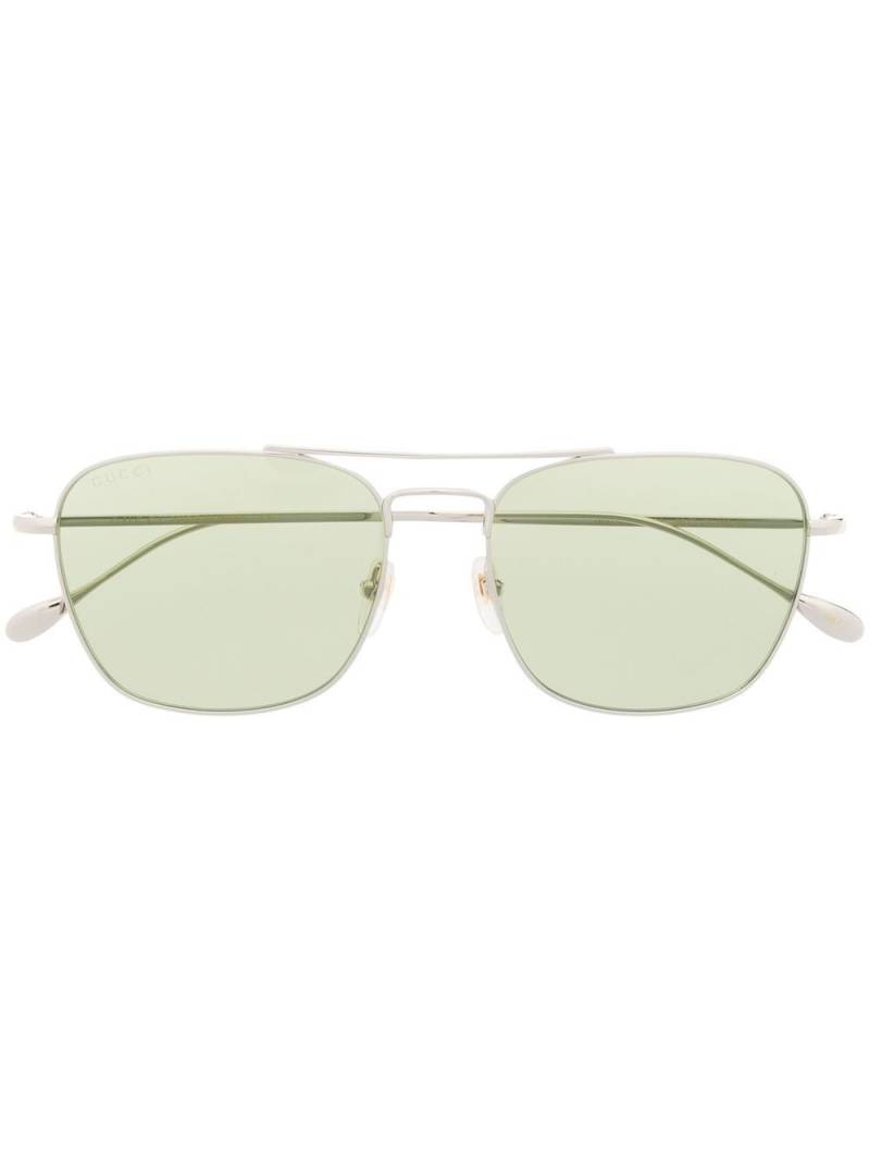 Gucci Eyewear rectangle-frame tinted-lens sunglasses - Silver von Gucci Eyewear