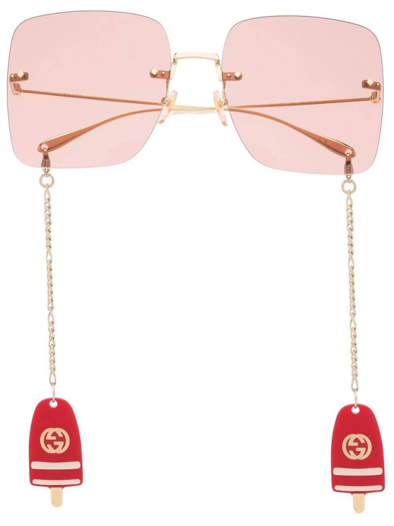 Gucci Eyewear rimless oversized-frame sunglasses - Gold von Gucci Eyewear