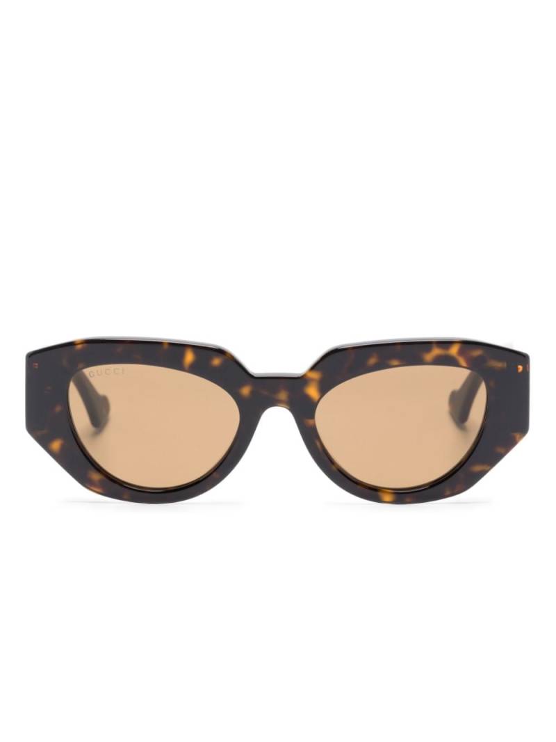 Gucci Eyewear tortoiseshell-effect geometric-frame glasses - Brown von Gucci Eyewear
