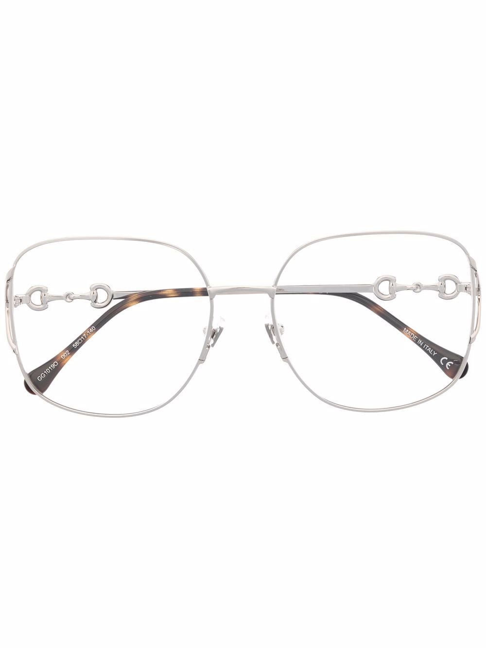 Gucci Eyewear tortoiseshell-effect oversize-frame glasses - Silver von Gucci Eyewear