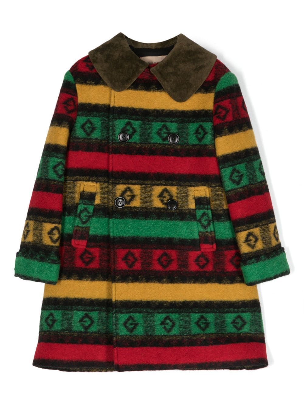 Gucci Kids Baby G rhombus striped coat - Green von Gucci Kids