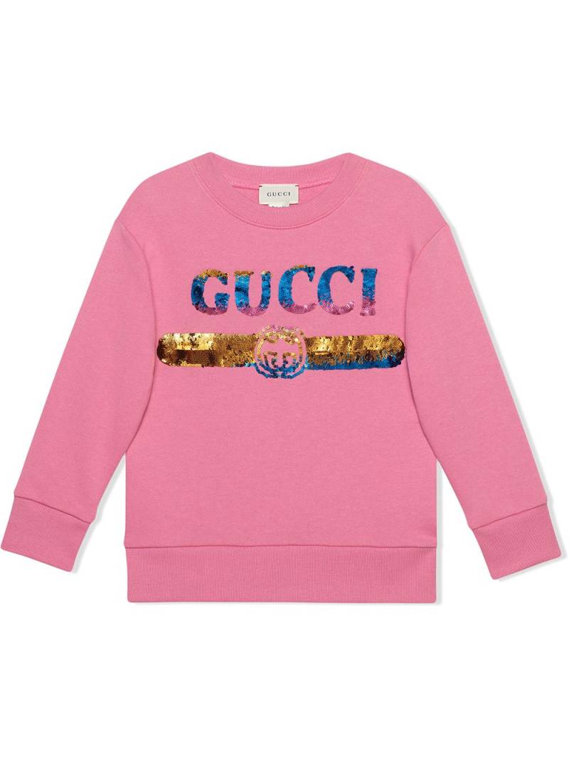 Gucci Kids sequin-embellished logo sweatshirt - Pink von Gucci Kids