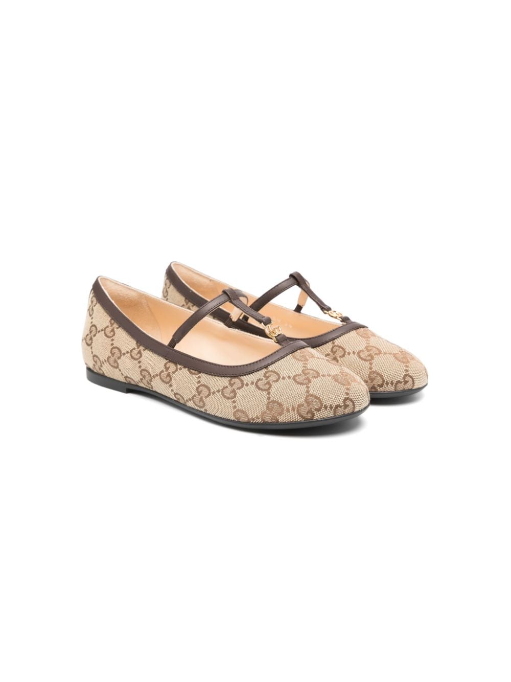 Gucci Kids Double G-logo canvas ballerina shoes - Neutrals von Gucci Kids