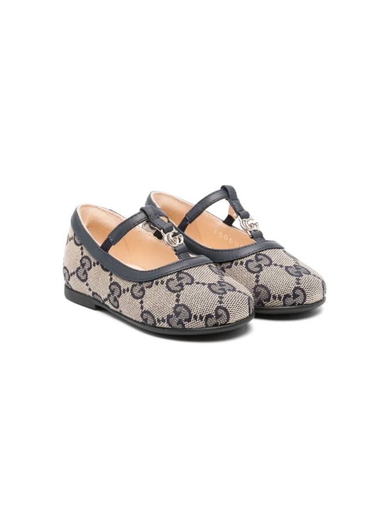 Gucci Kids Double G leather ballerina shoes - Blue von Gucci Kids