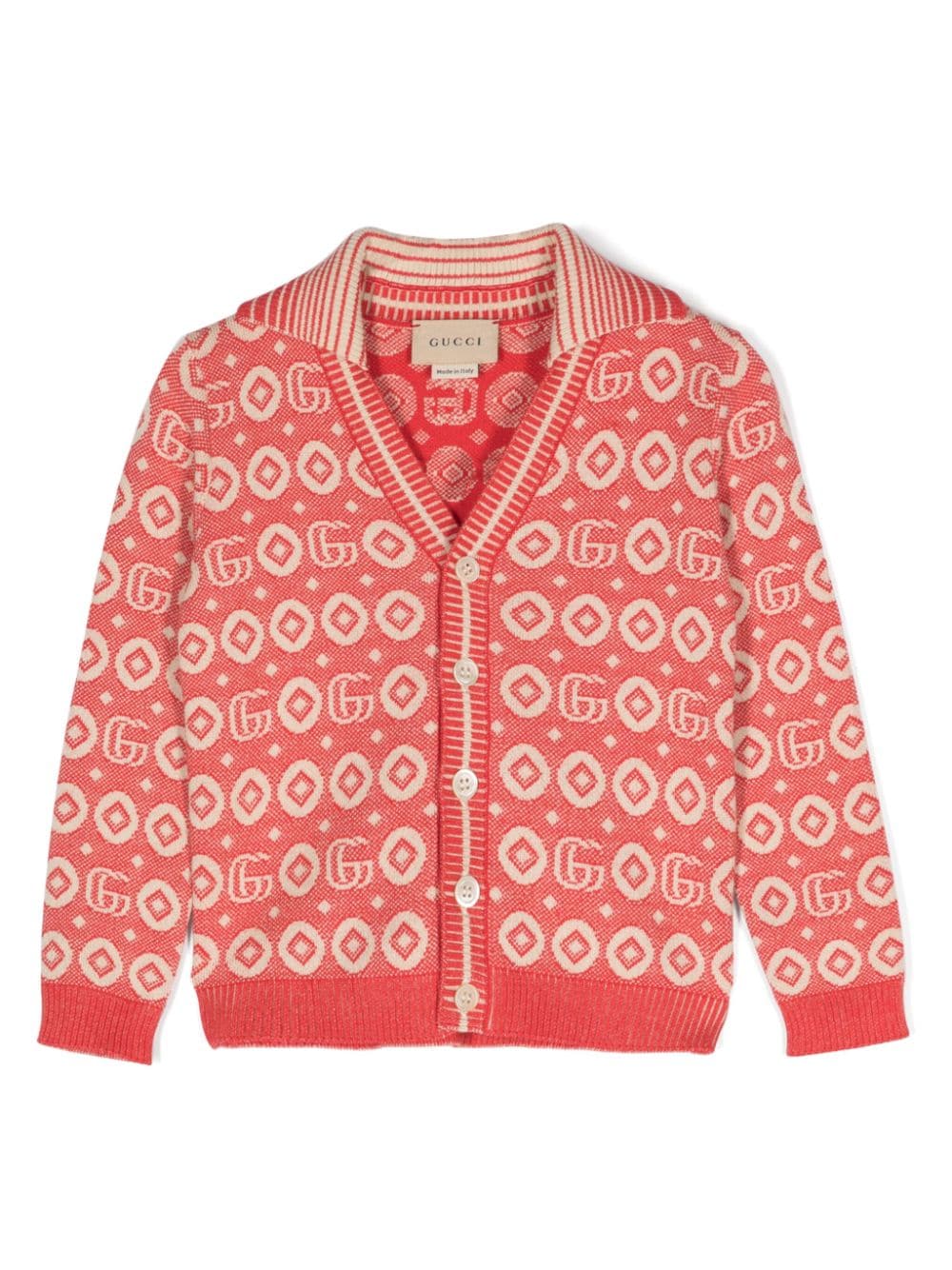 Gucci Kids Double-G-pattern ribbed cardigan - Red von Gucci Kids
