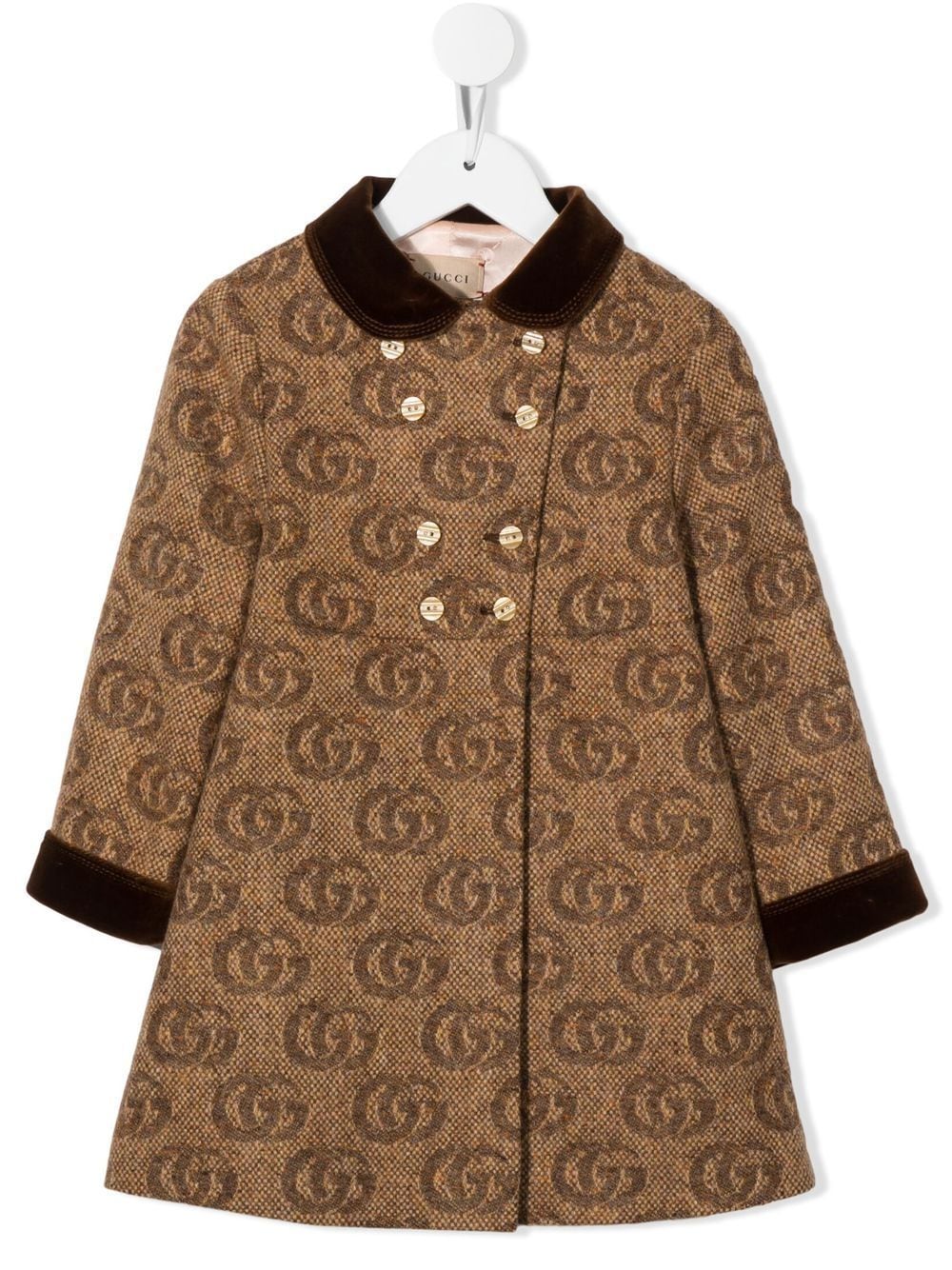 Gucci Kids GG-embroidered wool coat - Brown von Gucci Kids