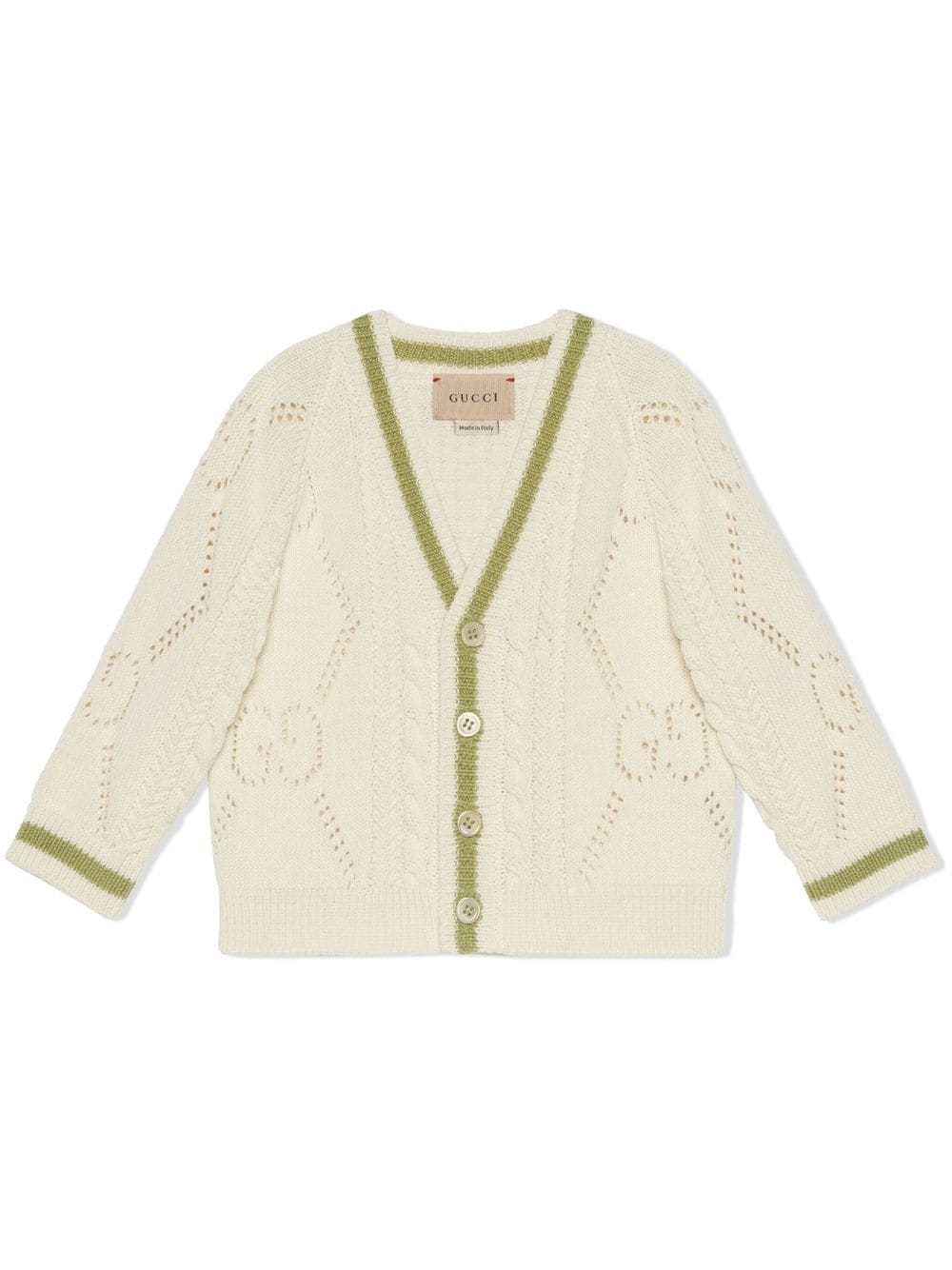 Gucci Kids GG perforated cotton cardigan - White von Gucci Kids