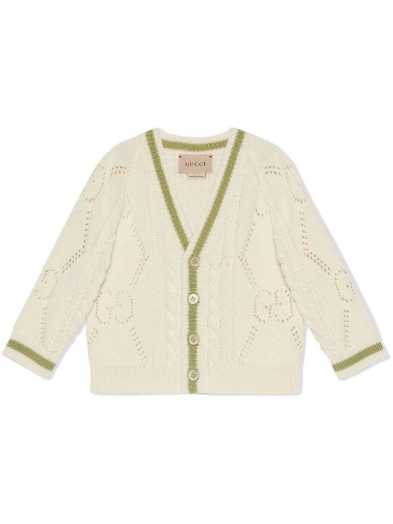 Gucci Kids GG perforated cotton cardigan - White von Gucci Kids