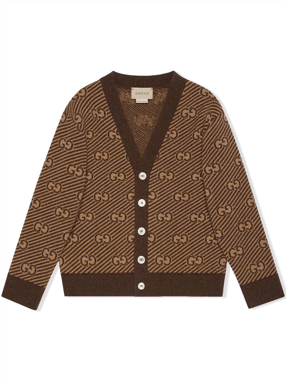 Gucci Kids GG stripe wool cardigan - Brown von Gucci Kids