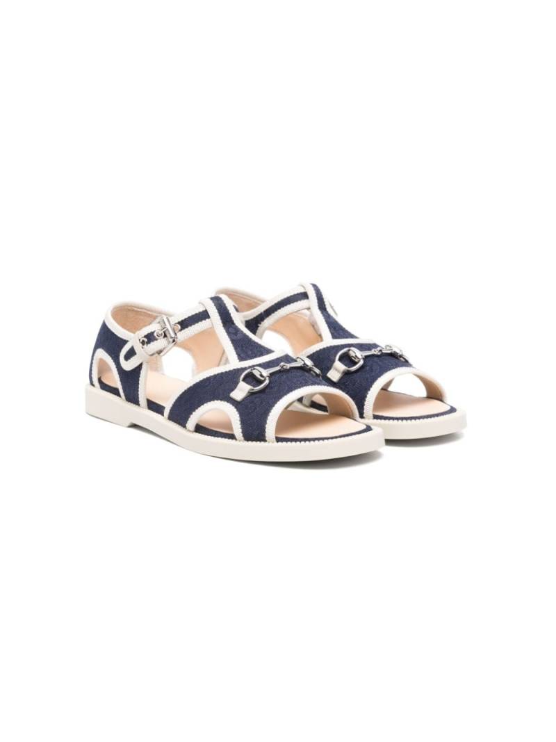 Gucci Kids Horsebit canvas sandals - Blue von Gucci Kids