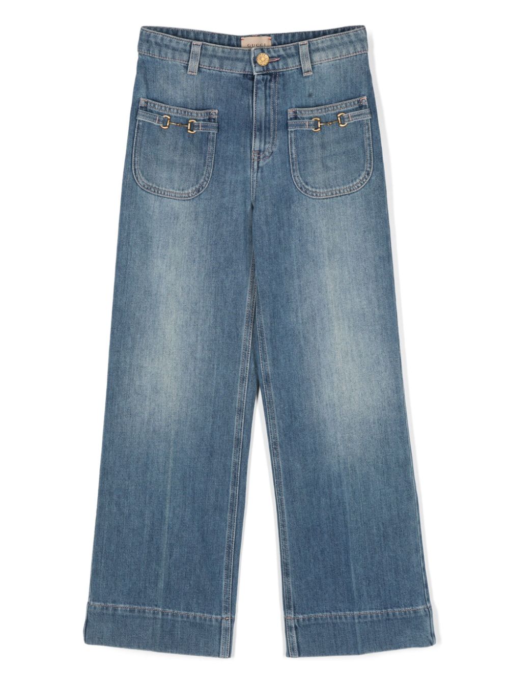 Gucci Kids Horsebit-detail straight-leg jeans - Blue von Gucci Kids