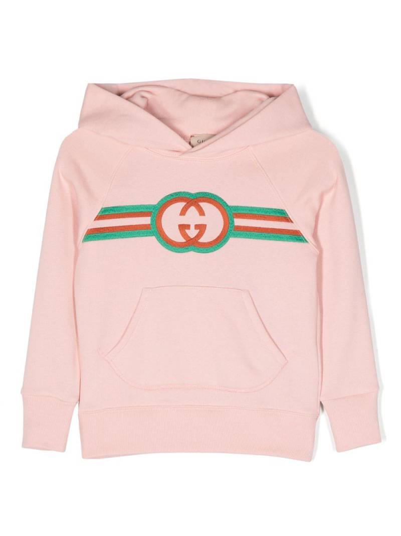 Gucci Kids Interlocking G embroidered hoodie - Pink von Gucci Kids