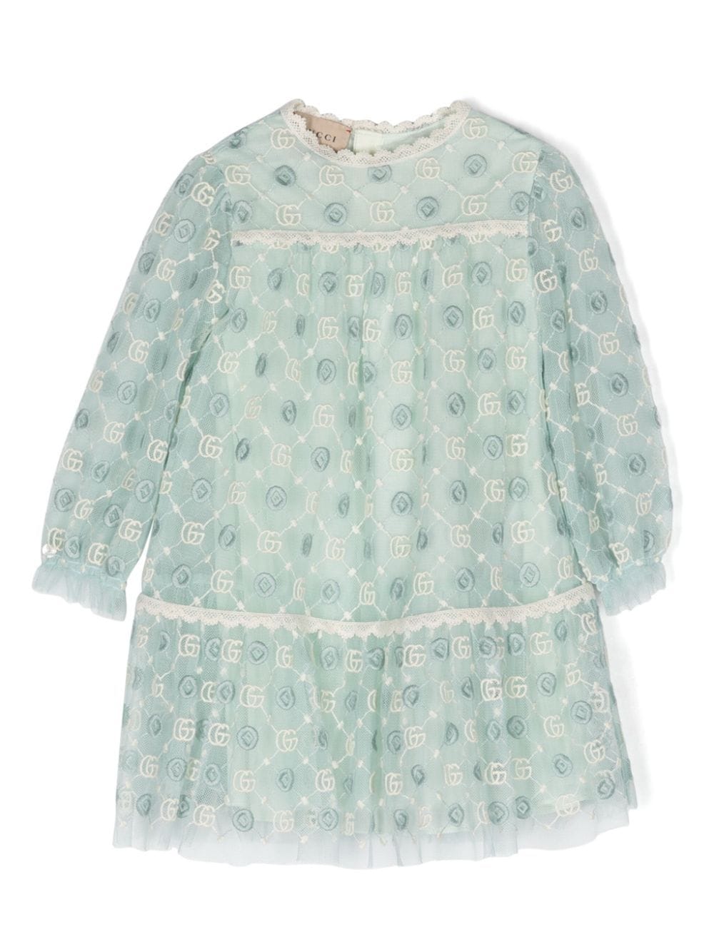 Gucci Kids Interlocking G-embroidered mesh dress - Blue von Gucci Kids