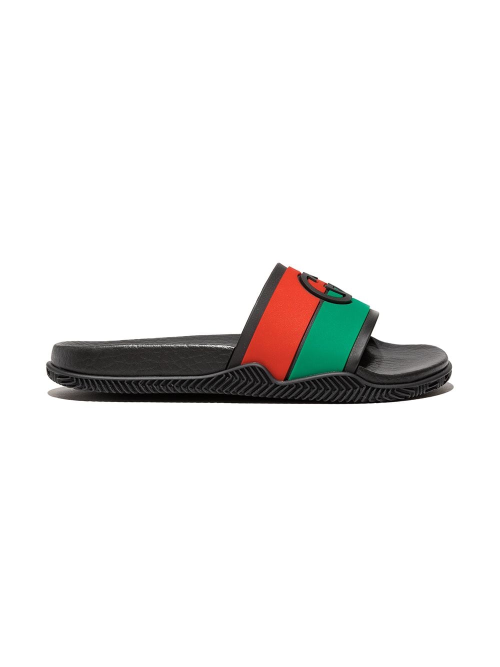 Gucci Kids Interlocking-G logo Web-stripe slides - Black von Gucci Kids