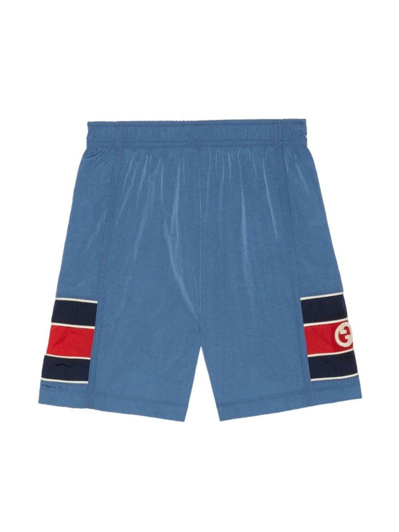 Gucci Kids Interlocking G stripe-detail shorts - Blue von Gucci Kids