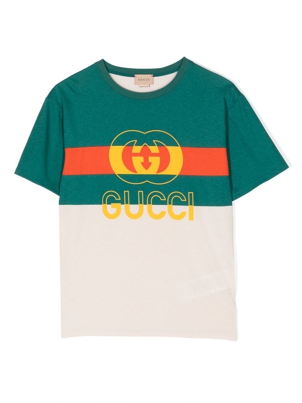Gucci Kids Web Stripe print T-shirt - Green von Gucci Kids