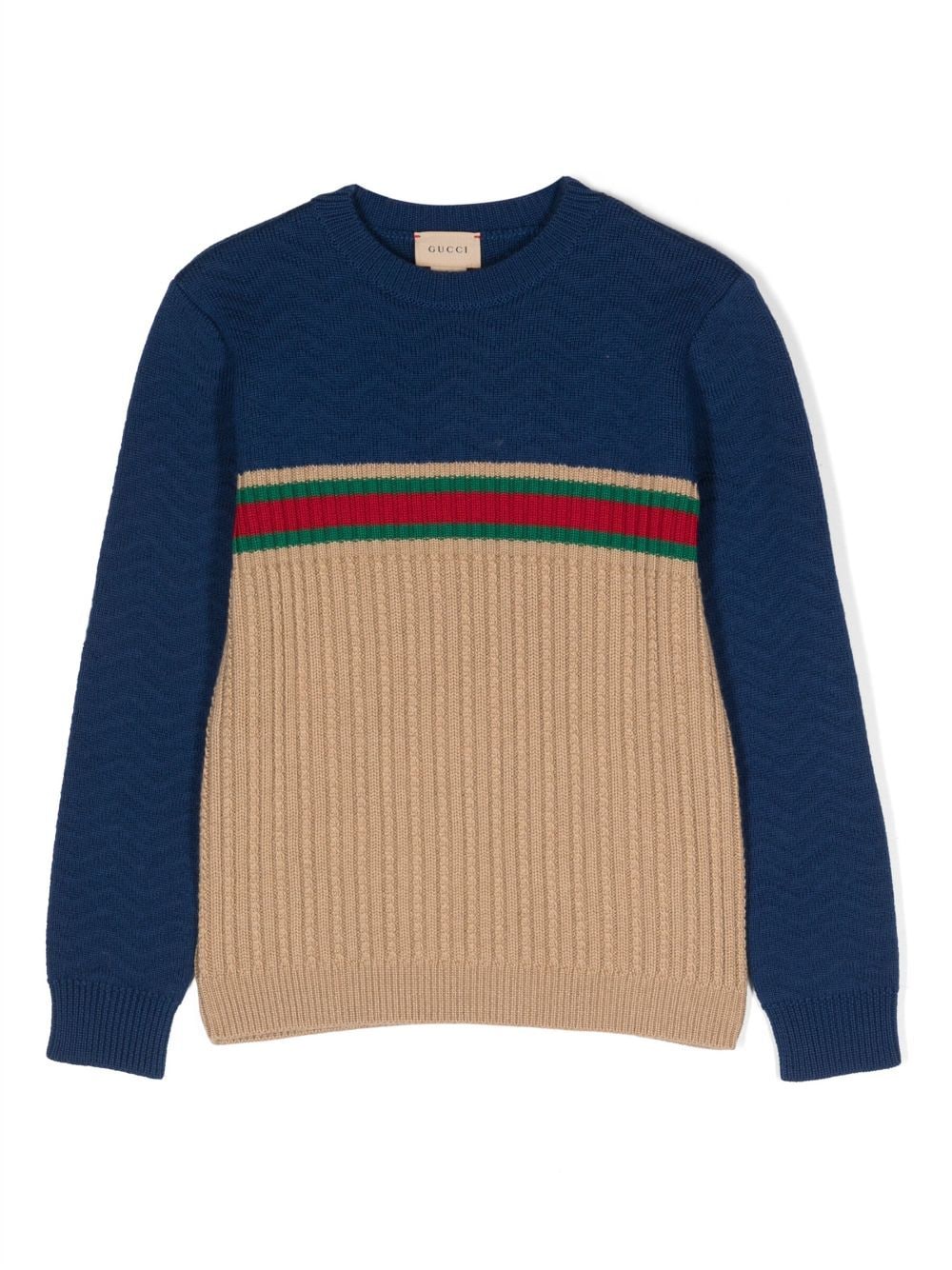 Gucci Kids Web-detailing wool jumper - Brown von Gucci Kids