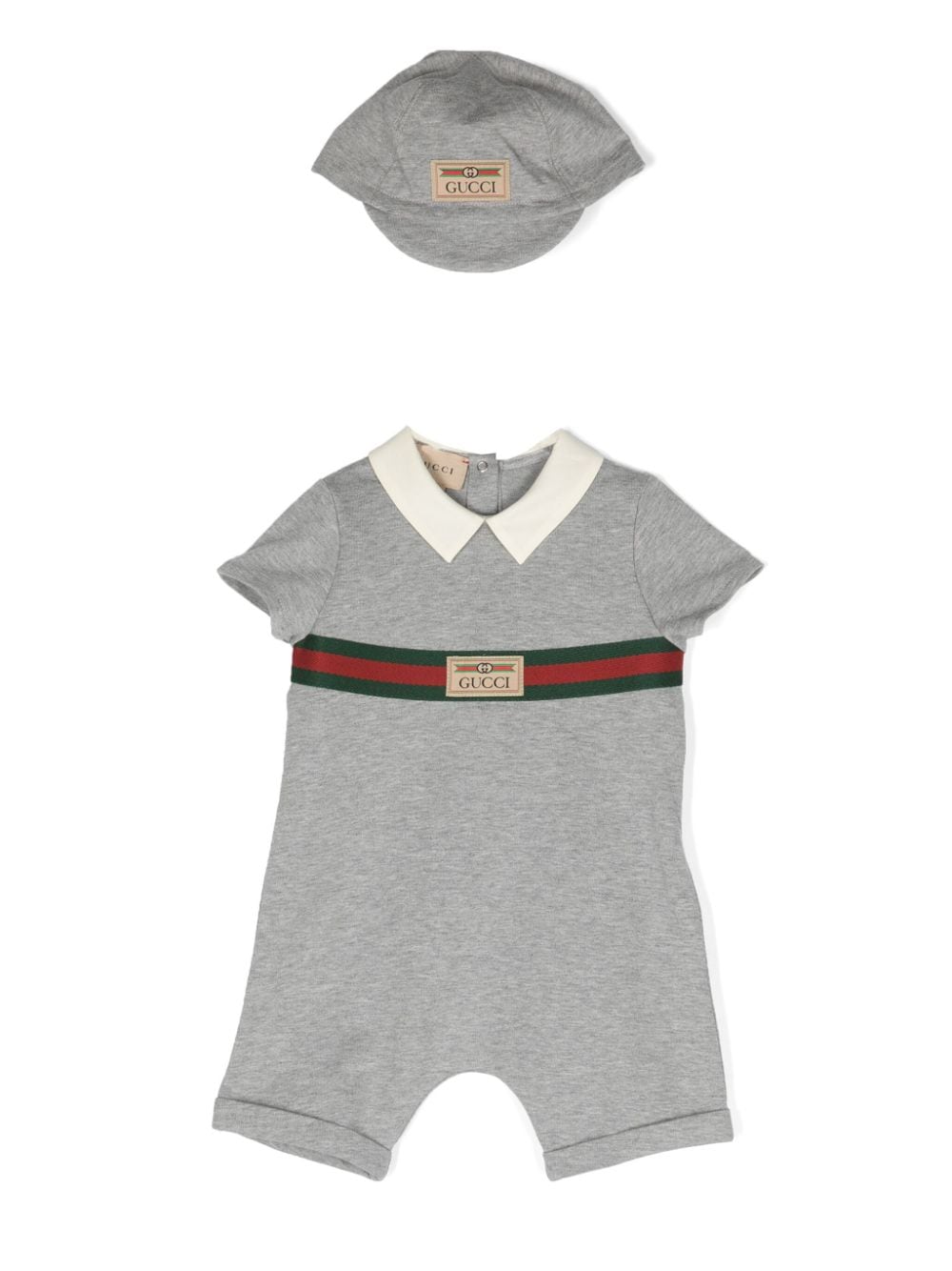 Gucci Kids Web-stripe babygrow set - Grey von Gucci Kids