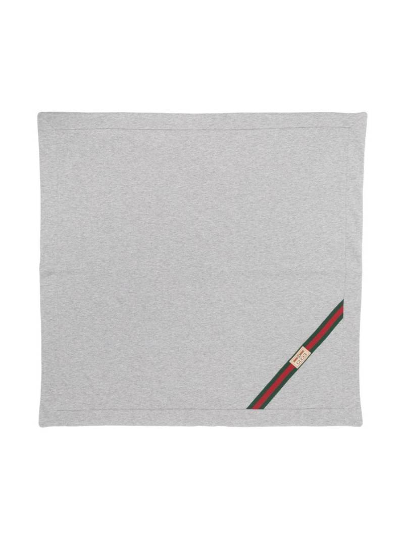 Gucci Kids Web-stripe cotton blanket - Grey von Gucci Kids