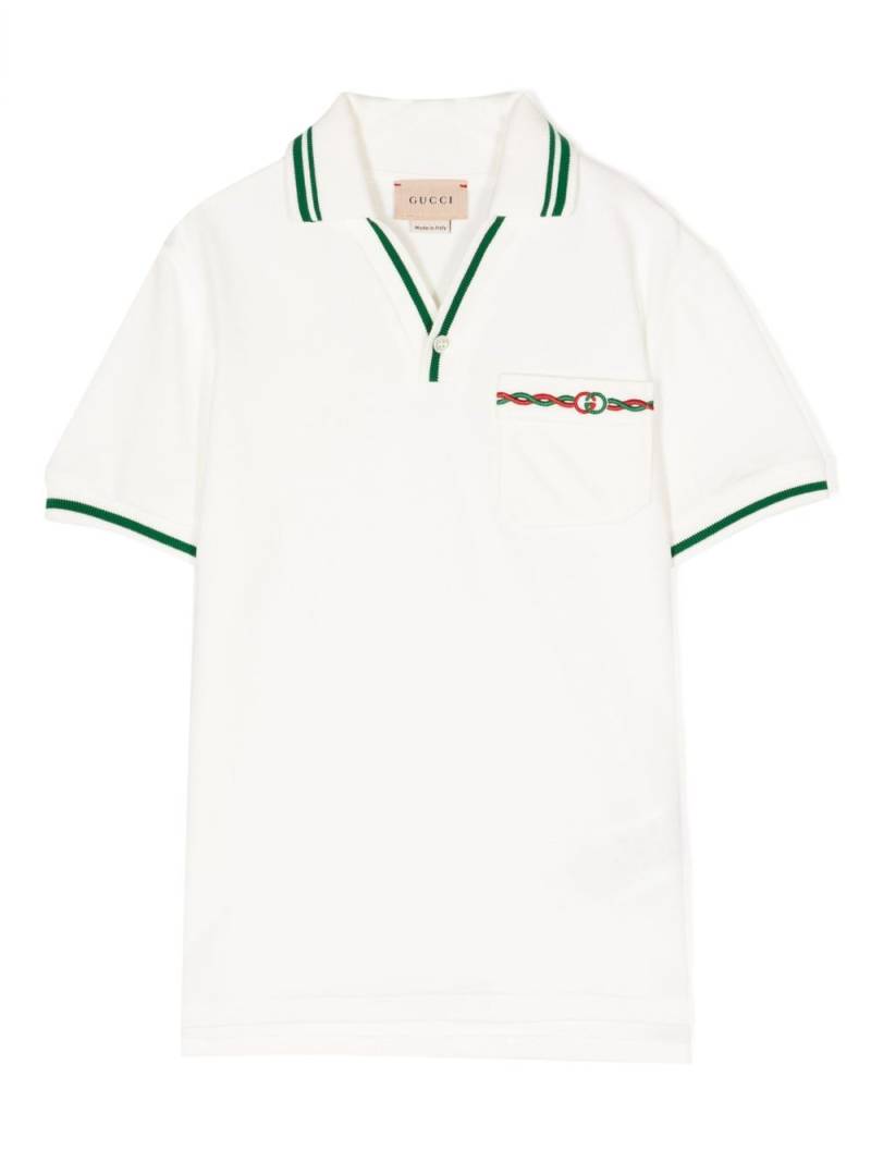 Gucci Kids contrast-trim polo shirt - White von Gucci Kids