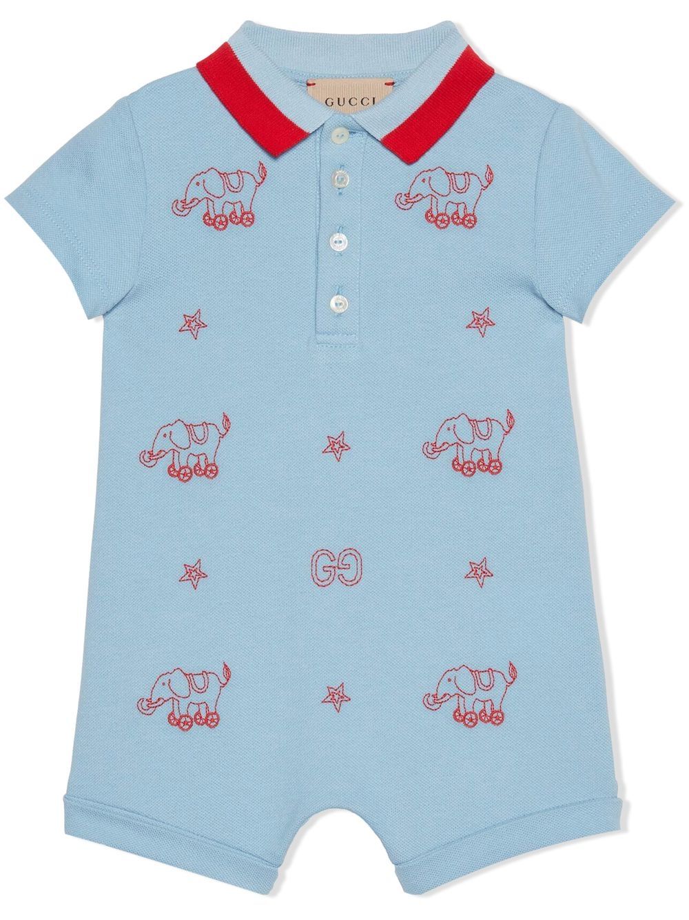 Gucci Kids elephant-embroidered cotton piquet shorties - Blue von Gucci Kids