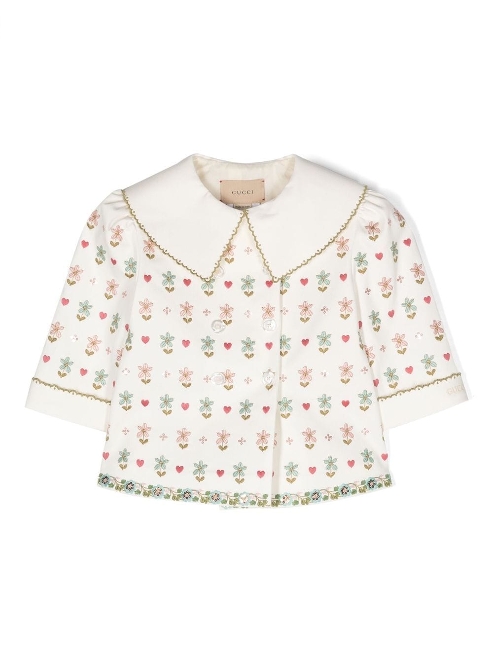 Gucci Kids floral-embroidered cotton coat - White von Gucci Kids