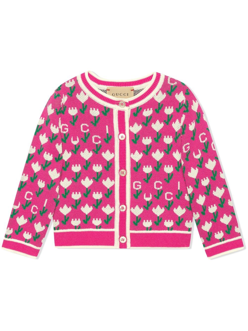 Gucci Kids floral-jacquard button down cardigan - Pink von Gucci Kids