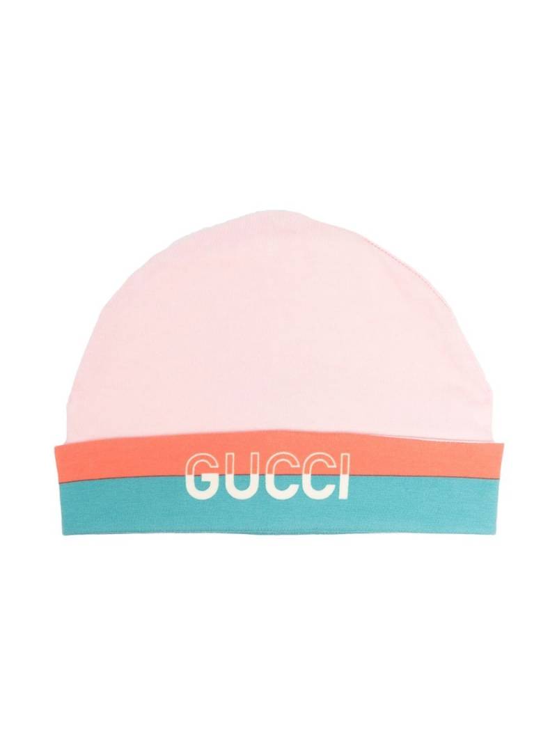 Gucci Kids intarsia-knit logo beanie - Pink von Gucci Kids
